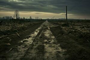 saleté abandonné route. produire ai photo