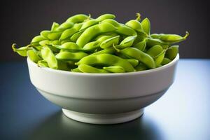 Frais Edamame des haricots bannière. produire ai photo