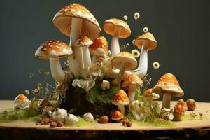sauvage comestible la nature champignons. produire ai photo