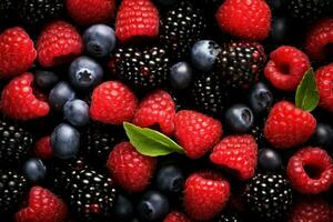 acidulé baies rouge des fruits mélanger. produire ai photo