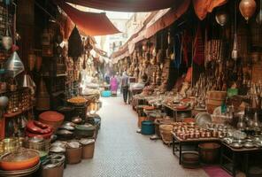 marocain rue marché belle. produire ai photo