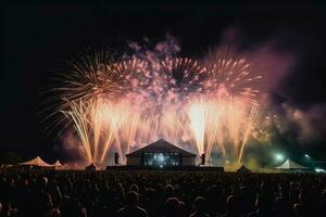 Festival feux d'artifice nuit. produire ai photo