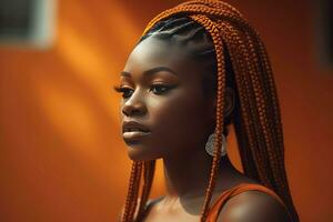 tresses Sénégalais femme. produire ai photo