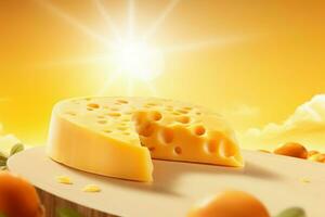 fromage fermer avec Soleil lever du soleil. produire ai photo