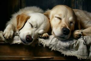 affectueux deux chiens dort ensemble. produire ai photo