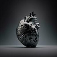 3d illustration conception, cœur batterie inspiré par le Humain cœur. génératif ai. photo