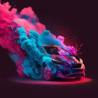 magnifique fantaisie voiture peinture.colorée numérique peindre éclaboussure. génératif ai. photo