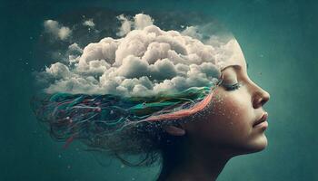 le Humain cerveau dans le rêver monde est au-delà imagination. génératif ai. photo