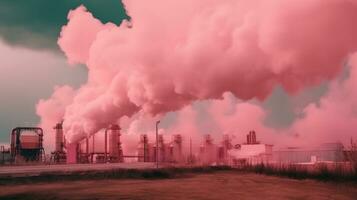 des photos de toxique fumée de pétrole les raffineries, pétrochimique végétaux, pétrole, chimique les industries. génératif ai.