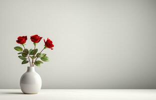 rouge Rose fleur dans blanc pot illustrations. ai génératif. photo
