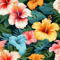 tropical fleurs hibiscus sans couture photo
