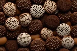 proche en haut de Frais délicieux Chocolat biscuits , Haut voir, sans couture modèle. génératif ai photo