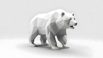 une blanc ours est permanent sur une blanc Contexte. génératif ai photo