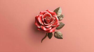 rouge Rose 3d. la Saint-Valentin journée décoration. génératif ai photo