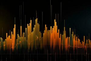 une graphique de Les données est montré sur une noir Contexte. génératif ai photo