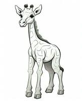 une dessin animé girafe permanent sur une blanc Contexte. génératif ai photo