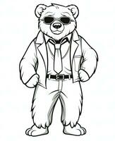une dessin animé ours portant une costume et cravate. génératif ai photo