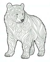 une coloration page avec une ours. génératif ai photo