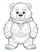 vecteur de ours dans noir et blanc coloration. animal coloration page. génératif ai photo