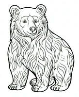 une ours coloration page avec une noir et blanc contour. génératif ai photo