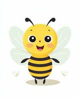 illustration de mignonne abeille sur blanc Contexte. génératif ai photo