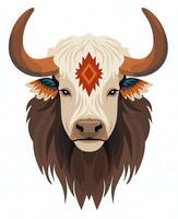 vecteur illustration de une yak tête avec une tribal conception. génératif ai photo