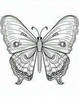 illustration pour coloration livre avec papillon isolé sur blanc Contexte. génératif ai photo