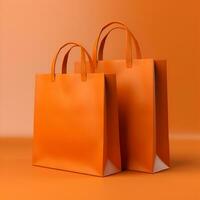 Orange achats sac avec Orange Contexte copie espace, ai génératif photo
