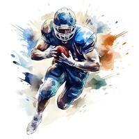 américain Football joueur avec encre peindre art, génératif ai photo