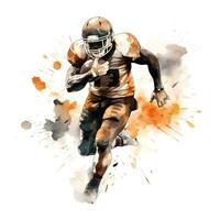 américain Football joueur avec encre peindre art, génératif ai photo