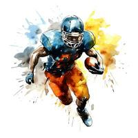 américain Football joueur avec encre peindre art et blanc arrière-plan, ai génératif photo