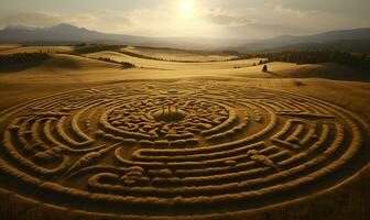 surgir cercles dans le des champs, ai génératif photo