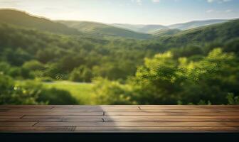 en bois table avec Naturel Contexte copie espace, ai génératif photo