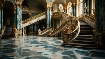 ancien européen artistique bâtiment intérieur, ai génératif photo