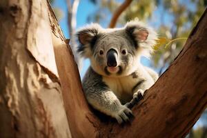 ai génératif vue de mignonne koala dans la nature photo