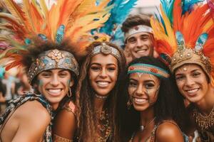 femmes ayant amusement à le mardi gras carnaval faire la fête, génératif ai photo