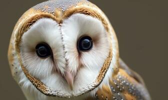 tyto Alba diriger, une commun Grange hibou. proche en haut. génératif ai photo