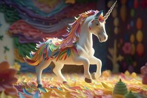 magnifique Licorne avec lumière couleurs. ai génératif photo