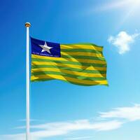 agitant drapeau de Piaui est une Etat de Brésil sur mât photo