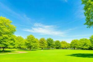 magnifique paysage parc avec des arbres et Soleil. coloré feuillage dans le parc. ai génératif pro photo