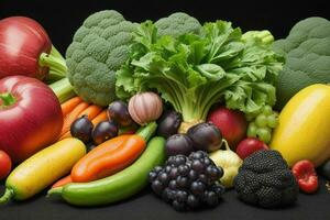 composition avec une variété de biologique des légumes et des fruits. ai génératif pro photo