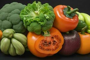 composition avec une variété de biologique des légumes et des fruits. ai génératif pro photo