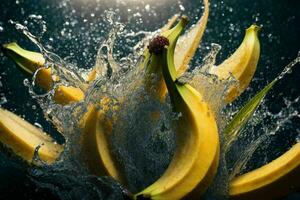 Frais banane dans l'eau éclaboussure. ai génératif pro photo