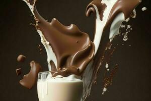 éclaboussure Lait et Chocolat. ai génératif pro photo