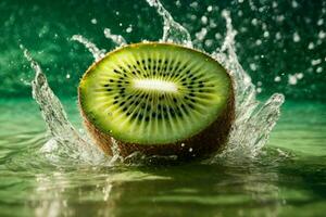 l'eau éclaboussures sur kiwi. ai génératif pro photo