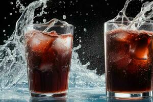 éclabousser de Cola et glace. ai génératif pro photo