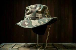 une camouflage boonie chapeau avec une large bord photo