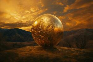 une d'or sphère brille dans le ciel photo
