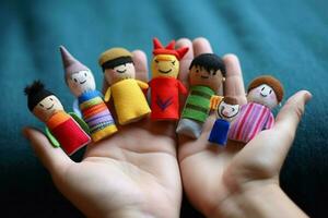 une ensemble de doigt marionnettes pour imaginatif jouer photo