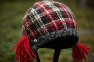 une de laine oreillette casquette avec une plaid modèle photo